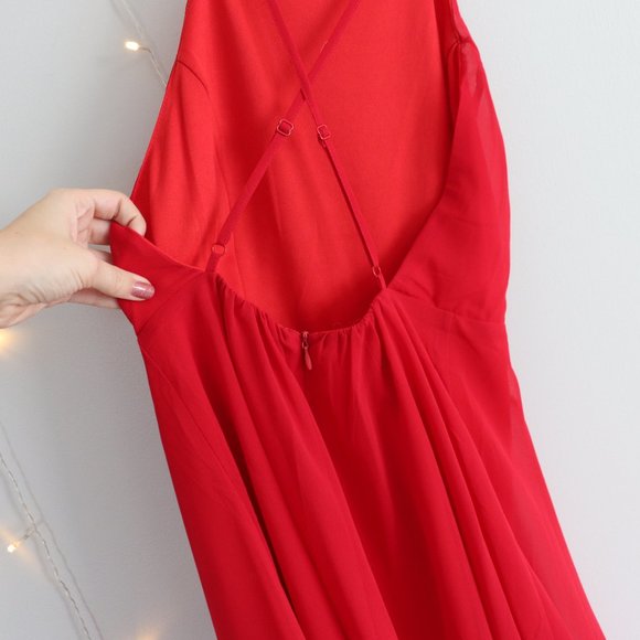 Lulu's Red Halter Backless Cocktail Dress | 085 - Picture 4 of 4